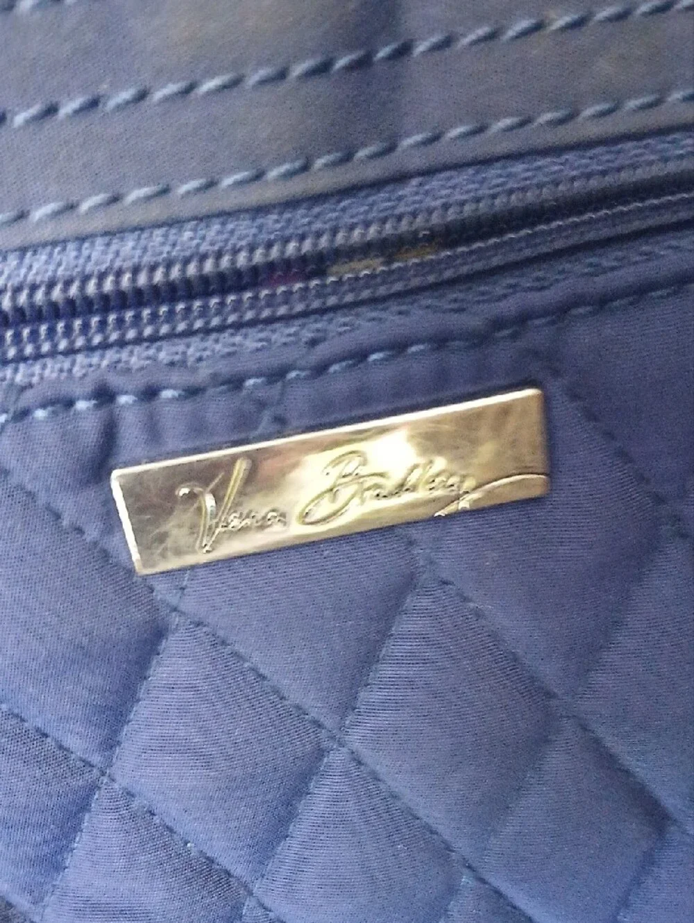 Vera Bradley Quilted Navy Crossbody with Front Zip Pocket